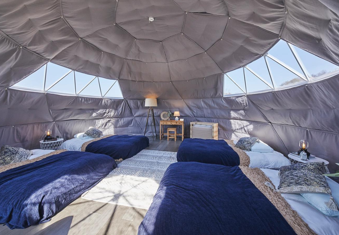 dream home - dream dome - dome tent - geodome - glamping dome tent - mattress for glamping