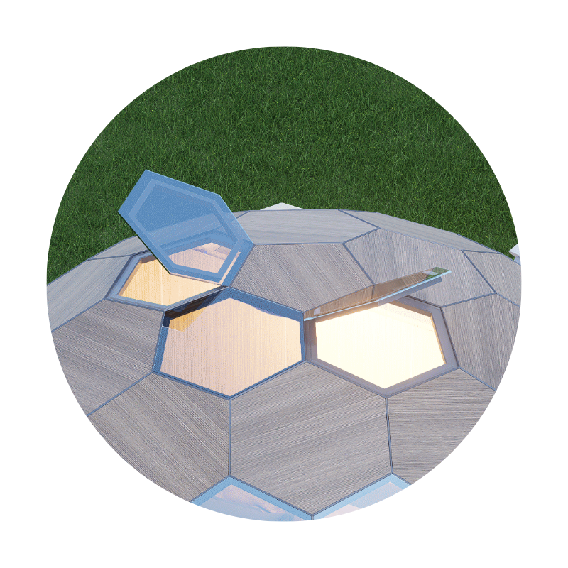 Electric skylight for glass dome tent
